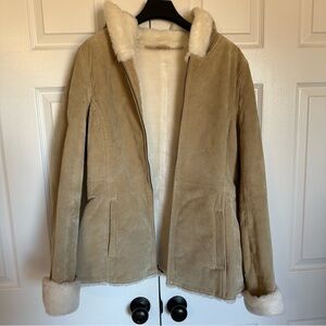 Genuine Suede Hooded Jacket in Beige, sz M?